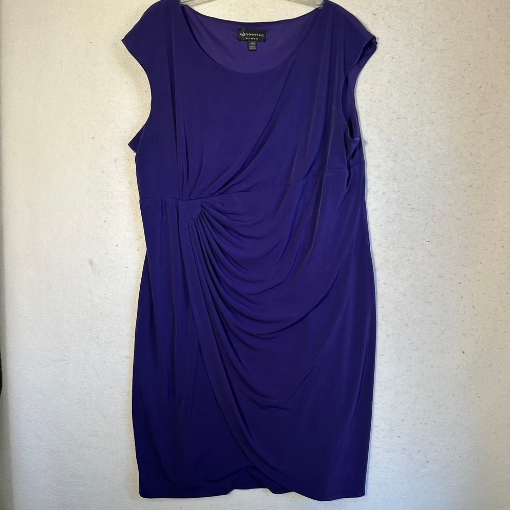 Connected Woman Purple Draped Sheath Dress Plus Size 24W Sleeveless Cocktail - Picture 1 of 5